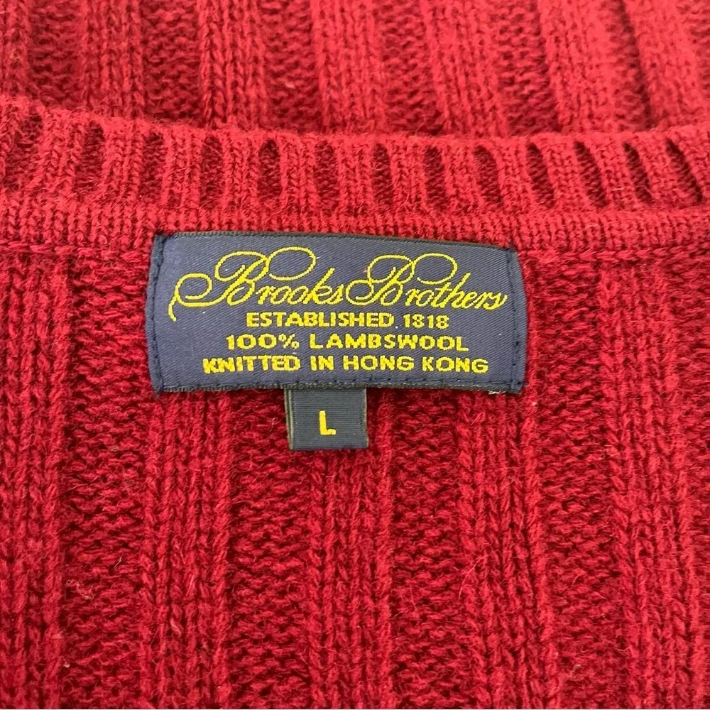Brooks Brothers Red Ribbed Lambswool Long Sleeve Sweater